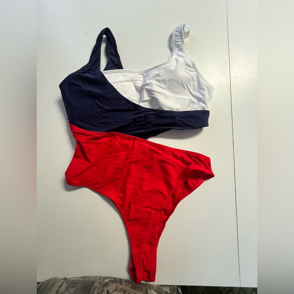 Stylish Red, White, and Blue Women's Swimsuit